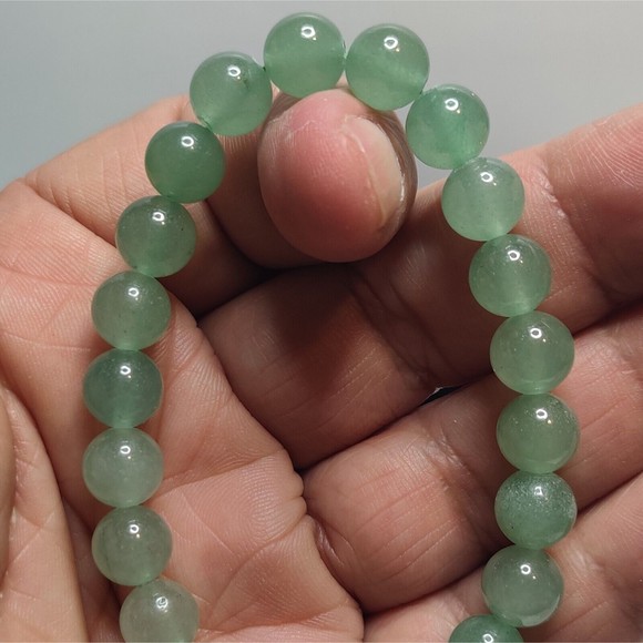 GREEN AVENTURINE STRETCHY ROUND 8mm BRACELET NAT. STONE w/ FREE FELT POUCH-B809 - Picture 13 of 14